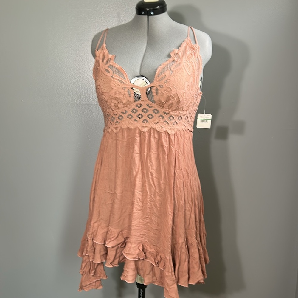 free people Adella slip mini dress boho flowy Rose large